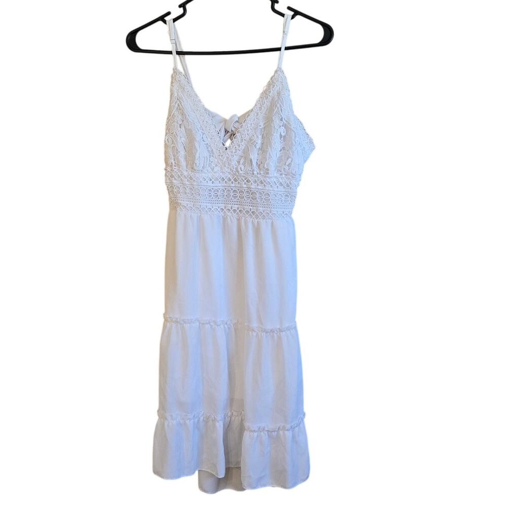Ecowish white crochet top mini dress size large